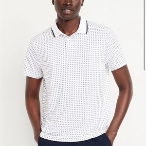 Old Navy White and Navy Patterned Polo Shirt